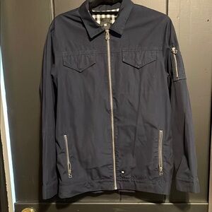 DC Blue Lightweight Shirt Jacket with Collar and Zipper Closure